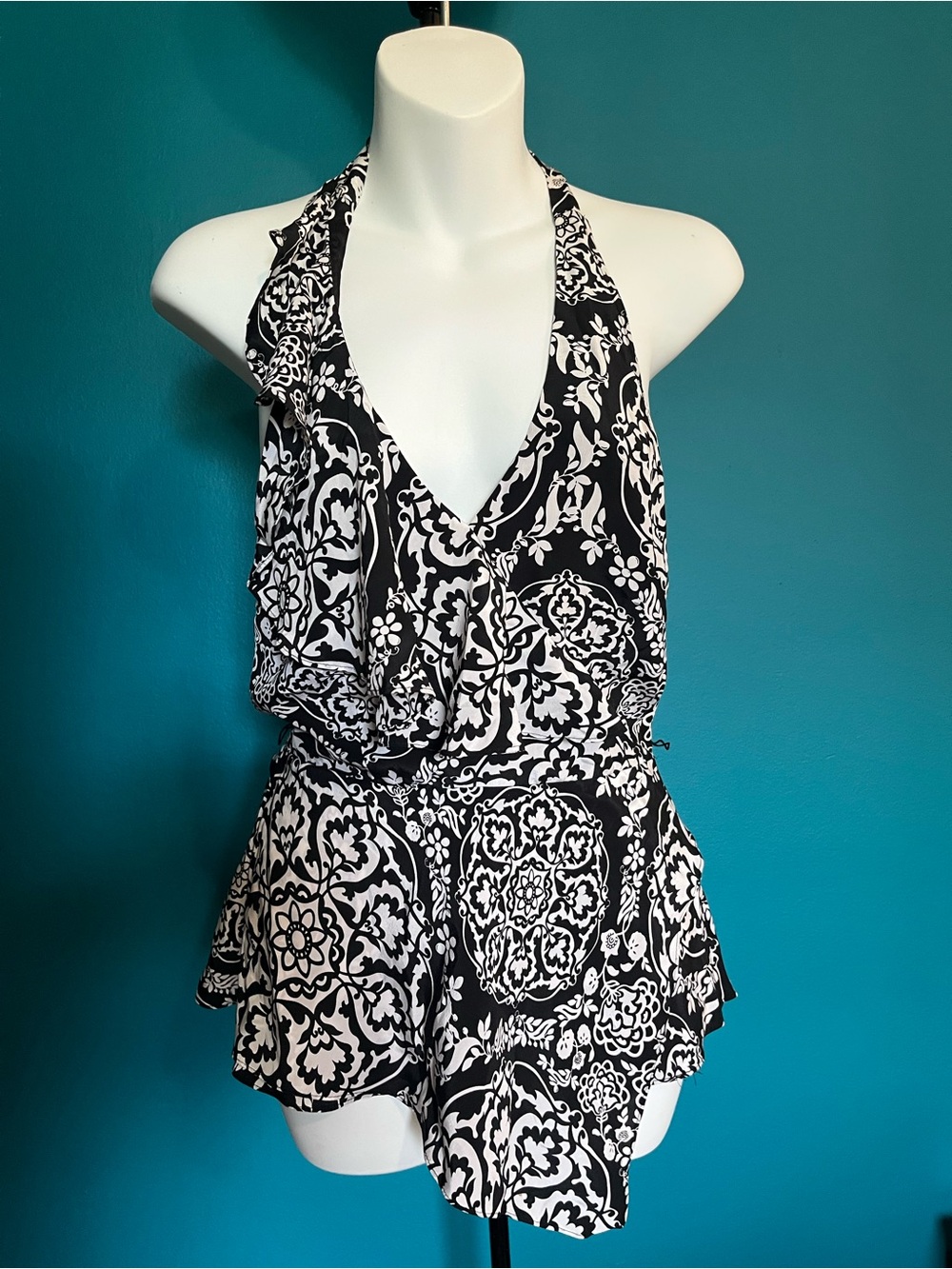 Black & White Paisley Halter Top